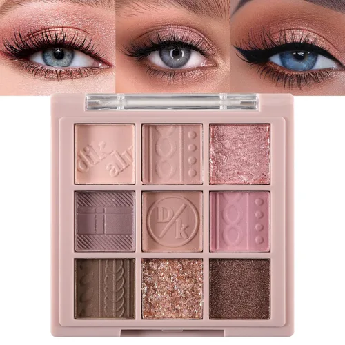 Vista 27 de Erinde Paleta de maquillaje de sombra de ojos de 9 colores con purpurina y lavanda brillante y mate, violeta, malva, púrpura oscura, plateado