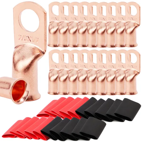 Vista 111 de TKDMR - Kit de 264 piezas de extremos de cable de batería, 132 piezas de terminales de anillo de lengüetas de cable de cobre resistentes AWG 8 6 4 2