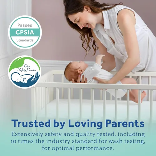 Vista 3 de Sealy Baby Protector de colchón impermeable con protección contra manchas y propiedades antimicrobianas para cuna de bebé y cama de niños pequeños