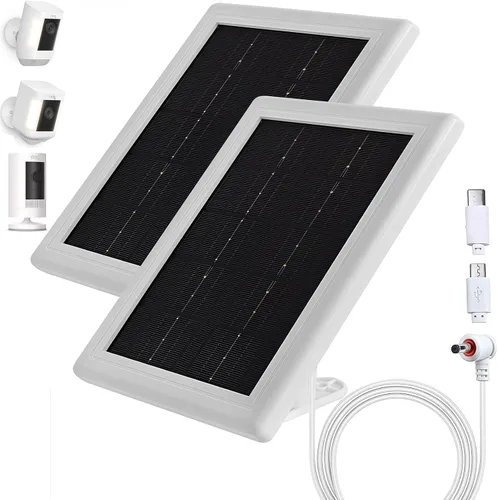 Vista 10 de Cargador de panel solar para cámara Ring, cargador solar 5V 3.5W compatible con batería de cámara Ring Stick Up Cam para vigilancia inalámbrica