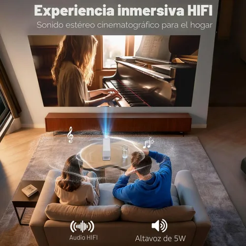 Vista 7 de [Proyector inteligente con aplicaciones] Mini proyector compatible con 4K con WiFi y Bluetooth, proyector de películas XENPONAD para dormitorio