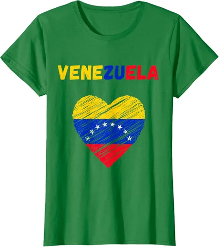 Vista 47 de Camiseta con la bandera venezolana con corazón de Venezuela, Negro