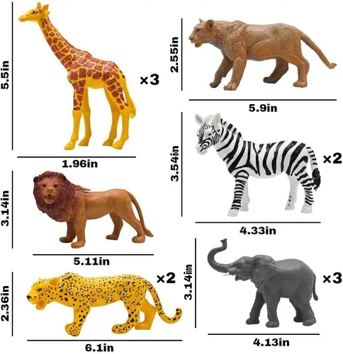 Vista 4 de Figuras de animales de safari, juguetes de animales de zoológico de plástico para niños pequeños de 1 a 3 años, figuras realistas de animales