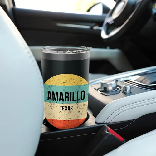 Vista 6 de Camisa Amarillo Texas Vaso aislado de acero inoxidable amarillo Negro