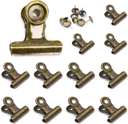 Vista 17 de Pinzas Bulldog con agujero para pasador, clips de archivo de papel con resorte fuerte, clips de metal pequeños, abrazaderas de sellado para bolsas