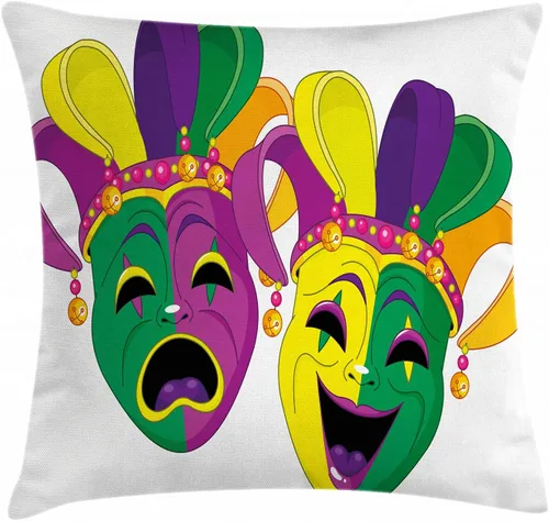 Vista 39 de Ambesonne Tiki Bar - Funda de cojín para cojín de hombre nativo con ilustración de dibujos animados, disfraz tribal prehistórico, funda de almohada