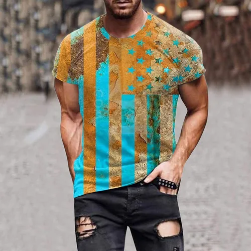 Vista 3 de RTRDE Men's Shirts T-Shirt Graphic Text 3D Printing Street Casual Short Sleeve Down Printed Clothing Basic T-Shirts
