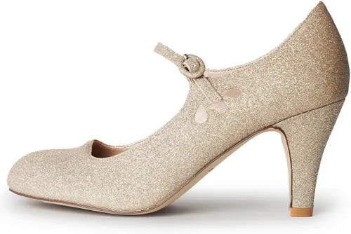 Vista 2 de J. Adams Pixie Mary Jane - Zapatos Oxford para mujer, bonitos tacones altos de gatito, zapatos retro vintage para mujer de los años 50, zapatos