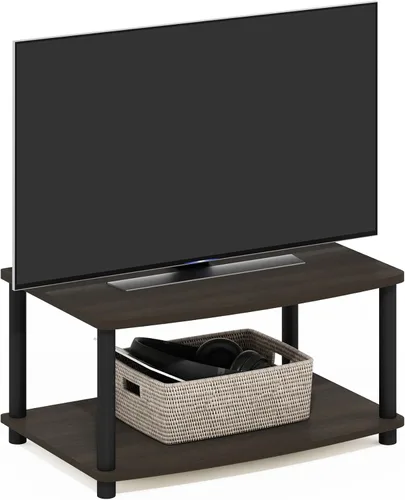 Vista 12 de Furinno Turn-N-Tube Soporte de TV, centro de entretenimiento de esquina de 3 niveles con estantes abiertos, consola de TV sin herramientas para TV