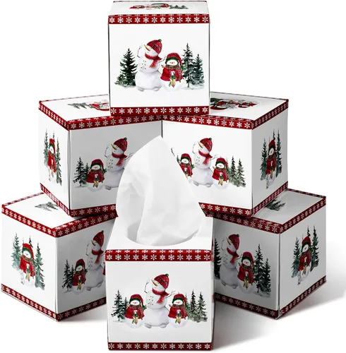 Vista 7 de Yeaqee Paquete de 6 cajas de pañuelos faciales de calabaza de Acción de Gracias de 2 capas, 480 hojas de papel de otoño facial grandes cuadrados