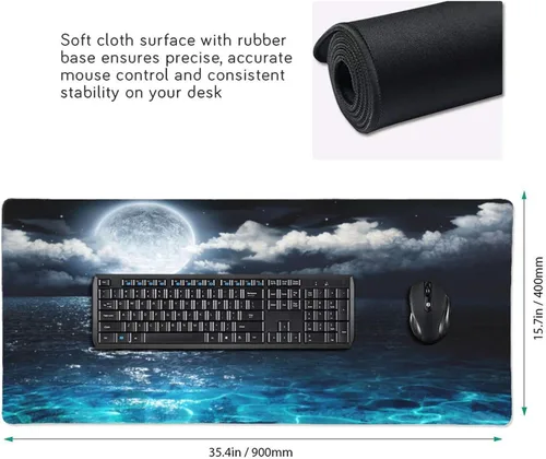 Vista 2 de Alfombrilla de mouse para juegos, alfombrilla de mouse grande para escritorio, base de goma antideslizante, alfombrilla de mouse extendida XXL01-06