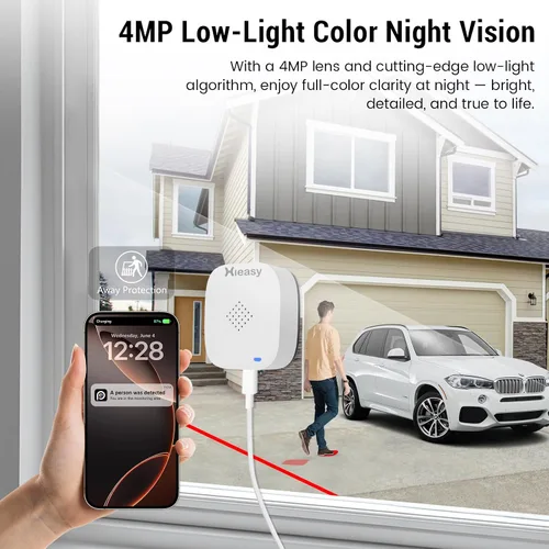 Vista 4 de Cámara de ventana de 4MP 2.5K, sin suscripción mensual, visión nocturna a todo color, detección de movimiento AI, WiFi de doble banda de 2.4 GHz y 5