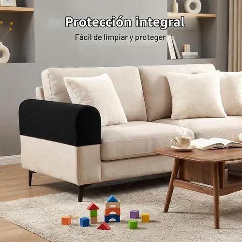 Vista 4 de RAINFLOW Juego de 2 fundas elásticas para reposabrazos de sofá