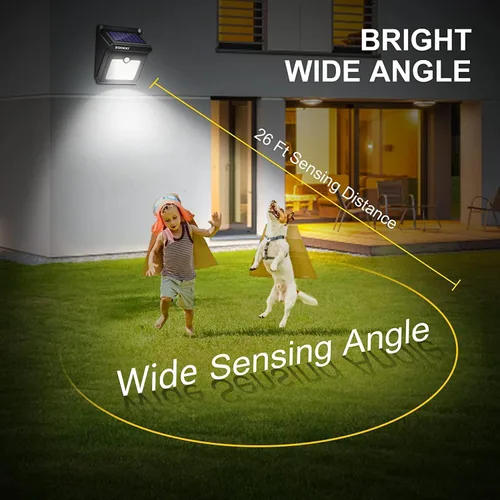 Vista 2 de Upgraded 28 LEDs Wireless Sensor de movimiento solar luz recargable impermeable luces de seguridad Potente Para al aire última intervensión Patio
