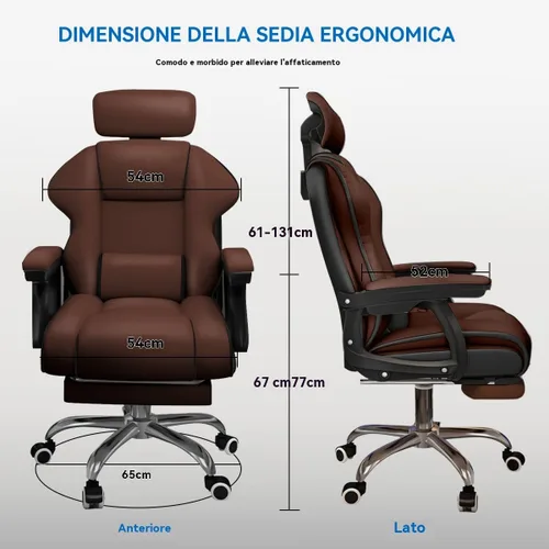 Vista 2 de Office Chair, Gaming Chair with High Back and Footrest, Ergonomic Office Chair with Lumbar Support, Suitable for Office and Home Use