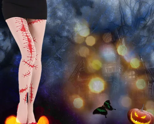 Vista 3 de DONCIDAY Halloween Tights Halloween Leggings Double-Sided Print Costume & Dress Up Stockings Socks for Women Girls