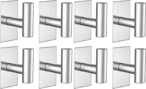 Vista 10 de VAEHOLD - Ganchos adhesivos de pared para toallas, resistentes, impermeables, de plata, para colgar abrigos, ropa, gancho de pared para armario