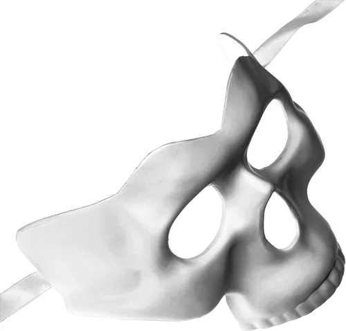 Vista 2 de Máscara de calavera de Halloween para mascarada, día de los muertos, color blanco Calavera Media Cara