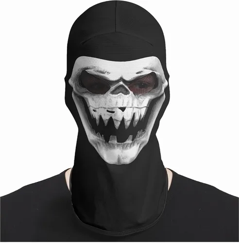 Vista 8 de Obacle Máscara de calavera para Halloween, fantasma, máscara de cara completa, pasamontañas aterradoras, disfraz de cosplay Cara de bandera