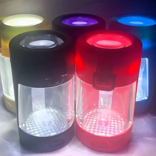 Vista 6 de Tarros de vidrio con tapa de aumento y luz, contenedor de almacenamiento transparente LED iluminado, frascos de almacenamiento transparentes, tarros