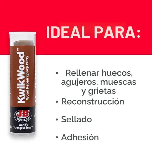 Vista 3 de Masilla Epoxi Putty de J-B Weld KwikWood para reparar madera, 1 oz, Beige, 8257