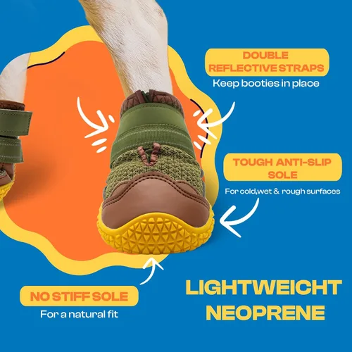 Vista 4 de Botas para perros grandes, botas para perros medianos y protectores de patas para suelos de madera dura, botines para perros al aire libre