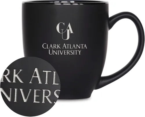 Vista 240 de Rico Industries - Taza de cerámica mate negra con grabado láser estándar de 15oz para NCAA (escuelas T & U) - Para bebidas calientes o frías