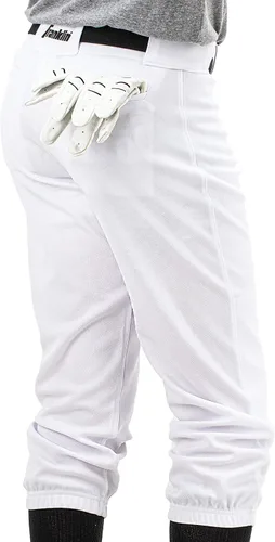 Vista 8 de Franklin Sports Pantalones de béisbol y sóftbol juveniles, hasta la rodilla + pantalones de béisbol de ajuste relajado para niños, color blanco