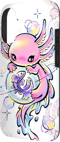 Vista 2 de Cute Kawaii Axolotl Purple Magical Crystals Case for iPhone 17