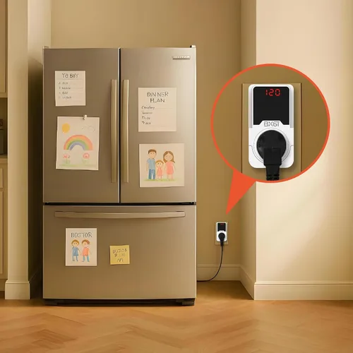 Vista 7 de BXST Protector de sobretensiones de 140J, protector de voltaje de una toma de corriente, protector de sobretensiones para refrigerador/aire
