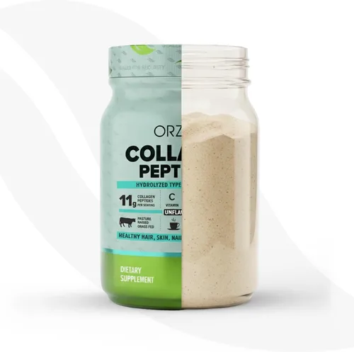 Vista 8 de ORZAX Polvo de péptidos de colágeno Bovino alimentado con pasto hidrolizado tipo I y III con biotina y ácido hialurónico Suplemento de colágeno