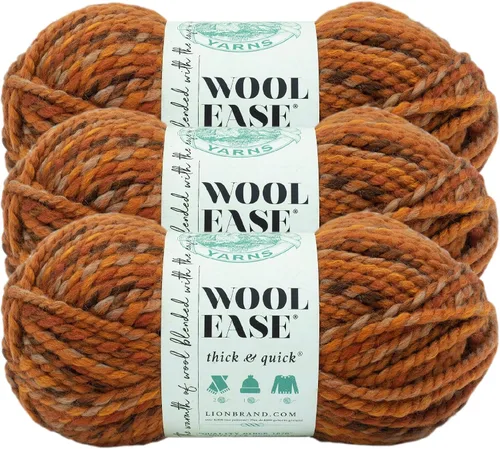 Vista 84 de Lion Brand Yarn - Ovillo de lana Wool-Ease Thick & Quick color fuerza aérea Super Bulky Wool Acrylic Blend Fiber for Soft Hats, Sweaters, Chunky