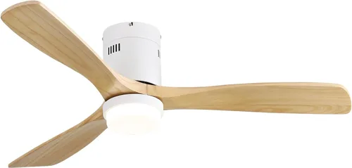 Vista 22 de CACI Mall Ventiladores de techo inteligentes de madera de 52 pulgadas con luces y control remoto, 3 cuchillas, perfil bajo, moderno, compatible