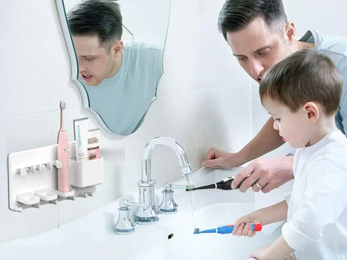 Vista 7 de simpletome - Soporte adhesivo para cepillo de dientes eléctrico, montaje en pared, color blanco No Drilling Required Adhesive Installation