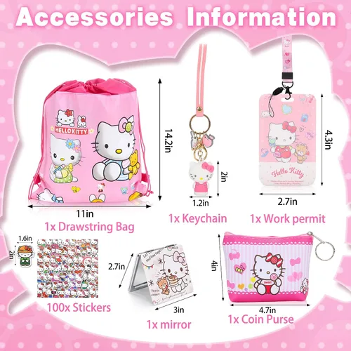 Vista 3 de Togolkap Regalos de gatitos para niñas, juego de regalos de fiesta para niñas, incluye mochila con cordón, cartera pequeña, pulsera, llavero