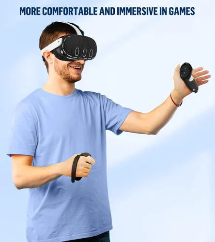 Vista 7 de Silicone Cover Set Compatible with OculusMeta Quest 3, Touch Controller Grips Cover, VR Shell Cover, Facial Interface Cover, Protective Lens Cover