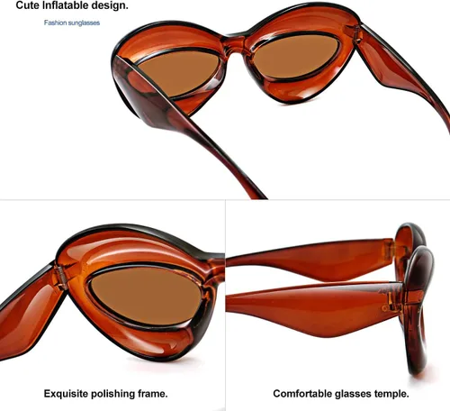 Vista 5 de Lentes de sol de labios de moda con forma inflada para mujer, de gran tamaño, protección UV400