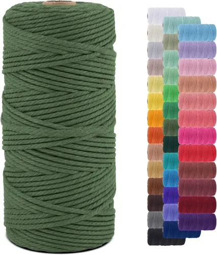 Vista 123 de Cordón de macramé de 0.079 pulgadas, cuerda de algodón natural de 109 yardas, hilo de cuerda de macramé para manualidades, ganchos de pared