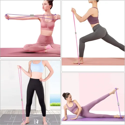 Vista 6 de FYY Figura 8 bandas de resistencia, banda de resistencia de yoga, banda elástica de fitness, cuerda de tracción, bandas elásticas de brazo y hombro