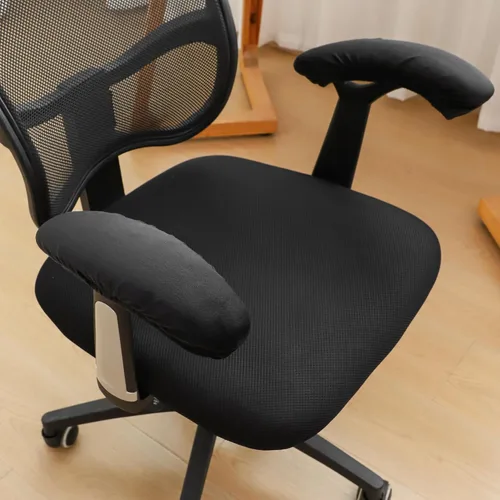Vista 4 de FORCHEER Fundas para reposabrazos de silla de oficina, 2 piezas, de terciopelo, elásticas, color negro, para silla de juegos, computadora