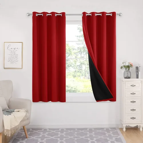 Vista 82 de Deconovo cortinas blackout 100 % con forro totalmente negro con aislamiento térmico de doble capa, oscurecimiento de la habitación, ahorro