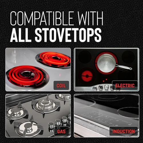 Vista 5 de Hell's Kitchen Sartén Híbrida de 8", Acero Inoxidable Tri-Clad y Cerámica Antiadherente Libre de PFAS, sin PFOA, sin PTFE, sin Teflón, Batería