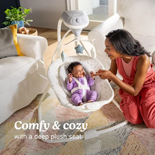 Vista 4 de Graco Simple Sway - Columpio para bebé, balanceo de lado a lado, columpio infantil con 6 velocidades, vibración, Abbington