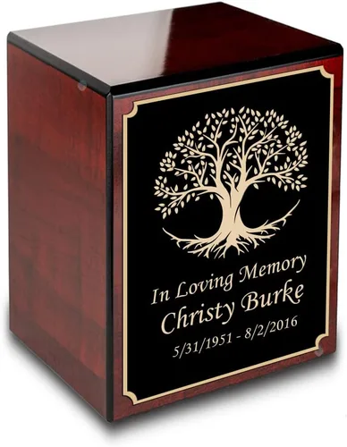 Vista 12 de GetUrns Caja conmemorativa de urna de cremación de cereza pequeña grabada personalizada para cenizas (gloria americana)