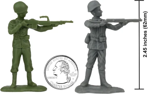 Vista 3 de BMC WW2 D-Day Plastic Army Men - 34 figuras de soldado estadounidense, británico, alemán