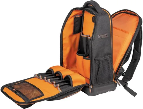 Vista 7 de La mochila Klein Tools 62805BPTECH Tradesman Pro Extra-Large Tech Tool Backpack con 28 bolsillos, bolsa para herramientas para laptop con fondo