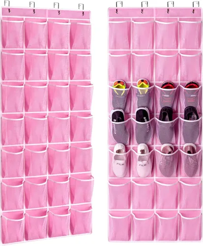 Vista 14 de KEEPJOY Organizador de zapatos sobre la puerta, organizador de zapatos colgante con 12 bolsillos de malla, organizador de zapatos para armario