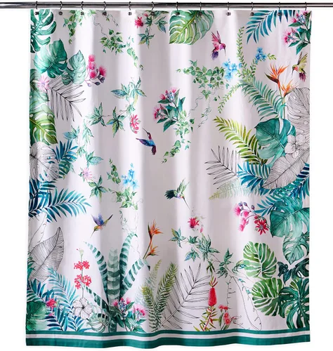 Vista 33 de Maison d' Hermine Cortina de ducha 100% algodón, un panel, 70 x 72 pulgadas, cortinas de ducha de tela lavable para baño, fácil de colgar con 12