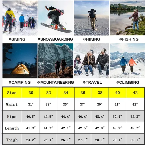 Vista 7 de Jessie Kidden Pantalones de senderismo impermeables para hombre, para exteriores, nieve, esquí, pesca, forro polar, aislados, pantalones de invierno