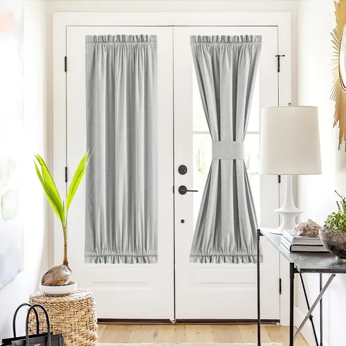 Vista 133 de NICETOWN Cortinas de Lino para Puerta Lateral - Cortinas Opacas con Aislamiento Térmico para Puerta Delantera Francesa para Sombra Pequeña
